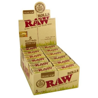 RAW 5-METER ROLLS ORGANIC CIGARETTE ROLLING PAPERS 24CT/PACK